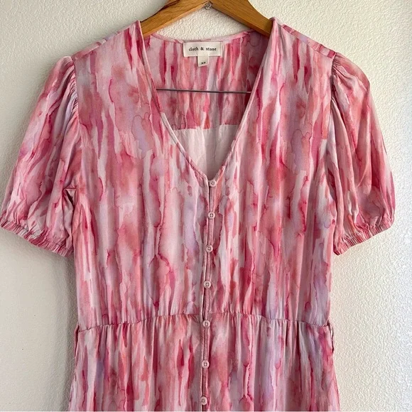 Anthropologie | Cloth and Stone Watercolor Pink Dress - Picture 6 of 10